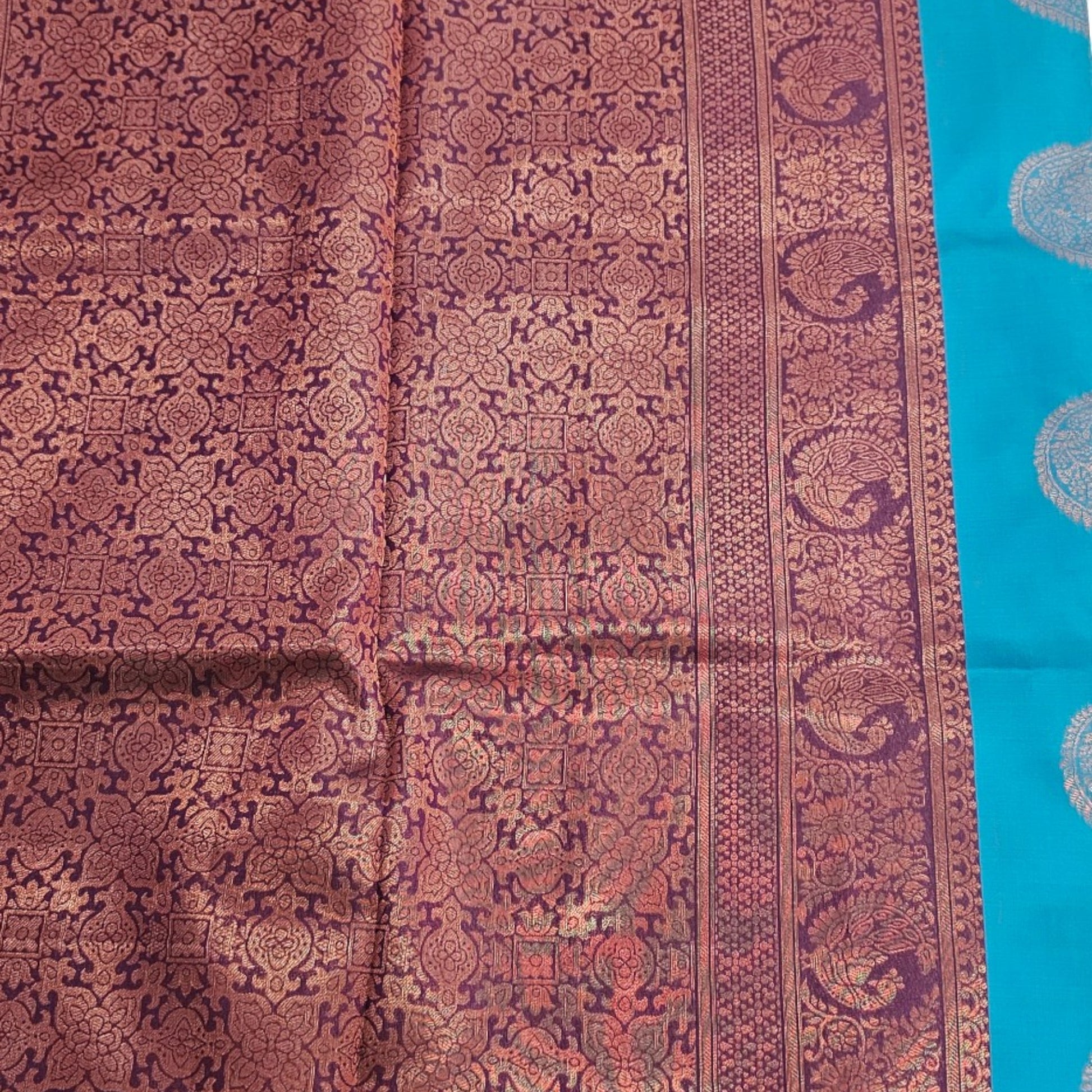 Blue and Violet Silk Saree