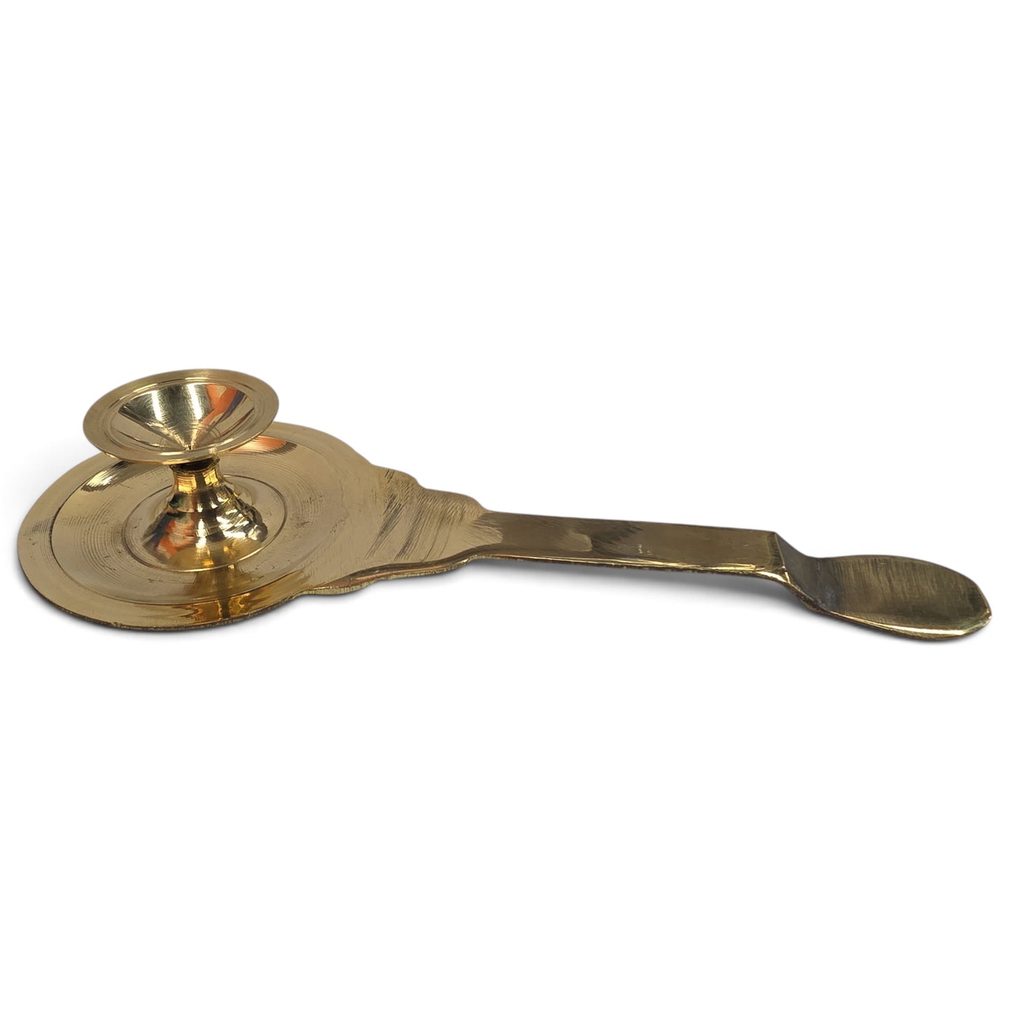 Brass Elevated Deepa Aarti Handle – Button Kudai Karandi for Pooja