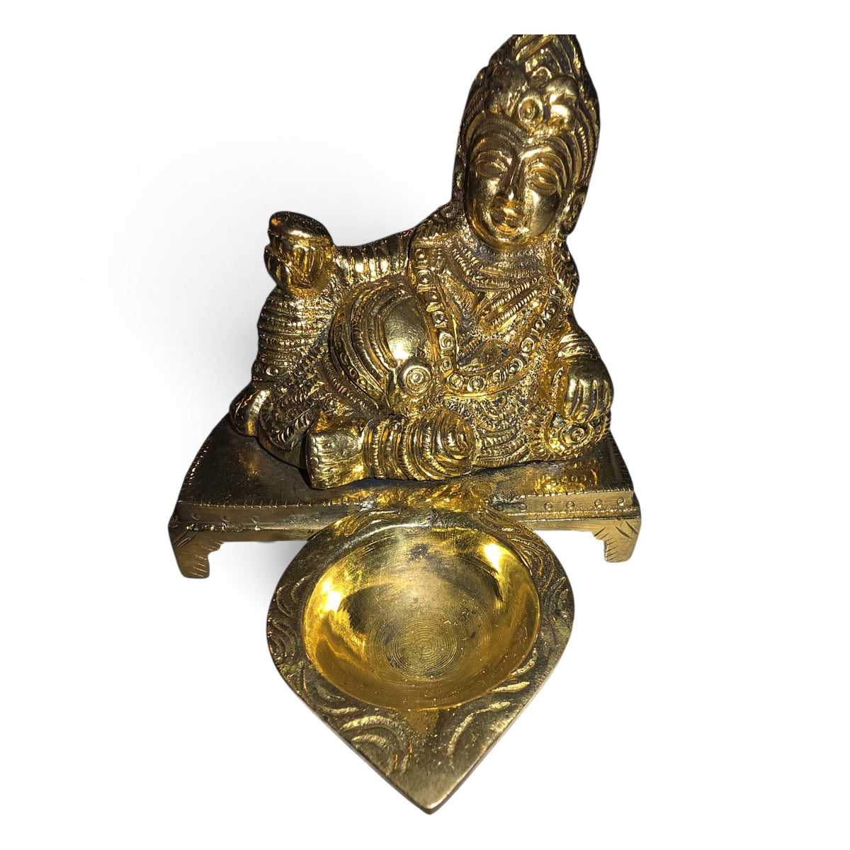 Lord Kuberar Brass Statue & Lamp – Wealth Deity Vilakku