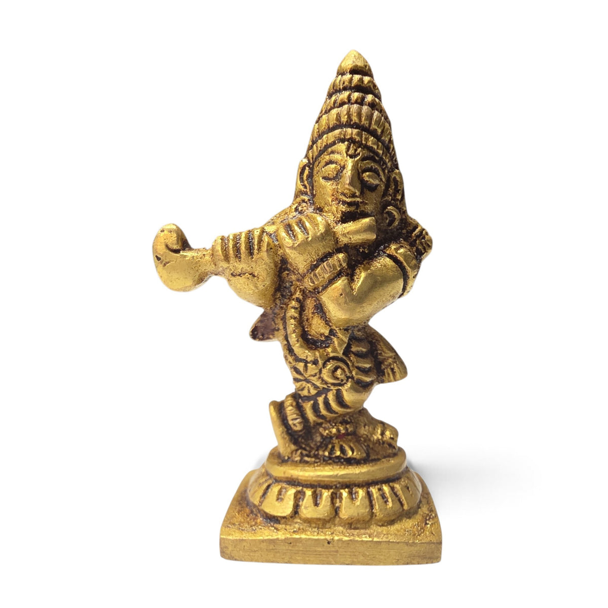 Lord Krishna Brass Statue – Handcrafted Murti for Home Temple