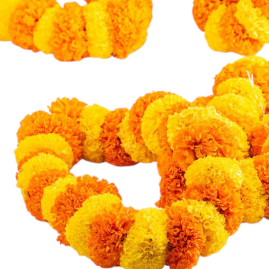 Fresh Marigold Garland 4 Feet โ Traditional Floral Decoration for Festivals & Puja