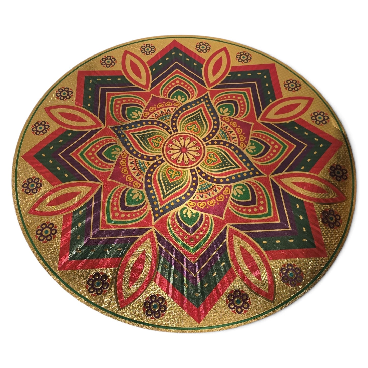 Ready Made Kolam Sticker – Round Design | 19.5 Inch | Gloss Finish