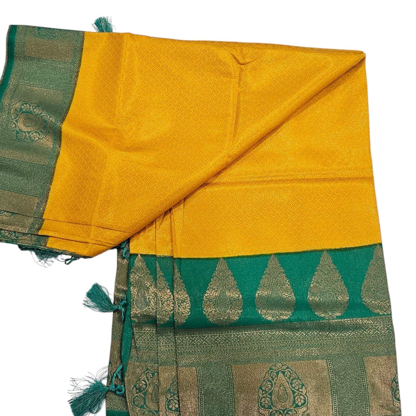 Silk Saree in Vibrant Yellow and Green