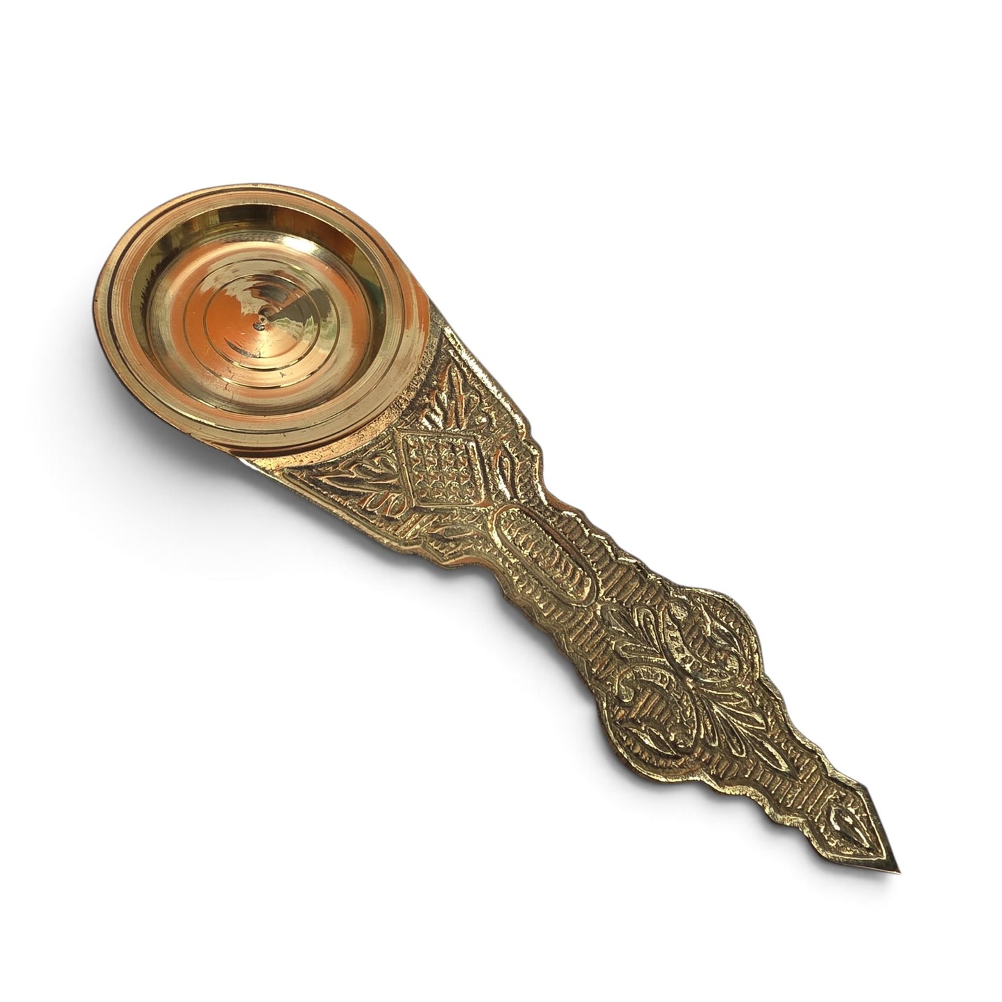 Brass Flat Deepa Aarti Handle – Kudai Karandi for Pooja