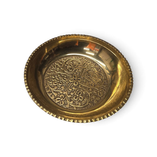 Brass Decorated Pooja Plate – Traditional Round Puja Thali