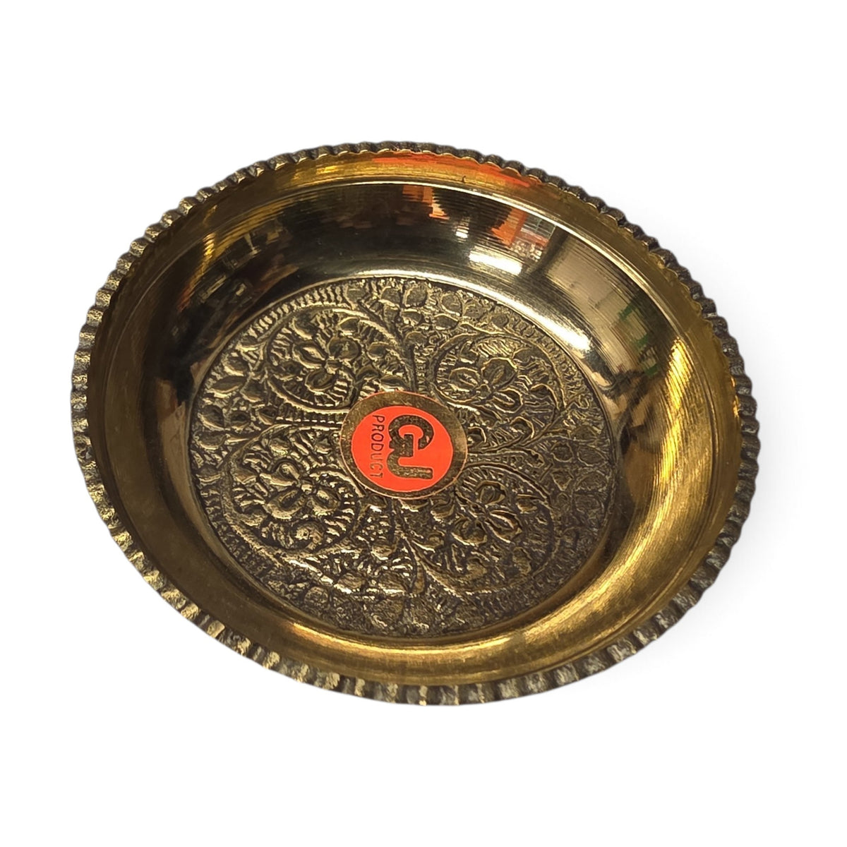 Brass Decorated Pooja Plate – Traditional Round Puja Thali