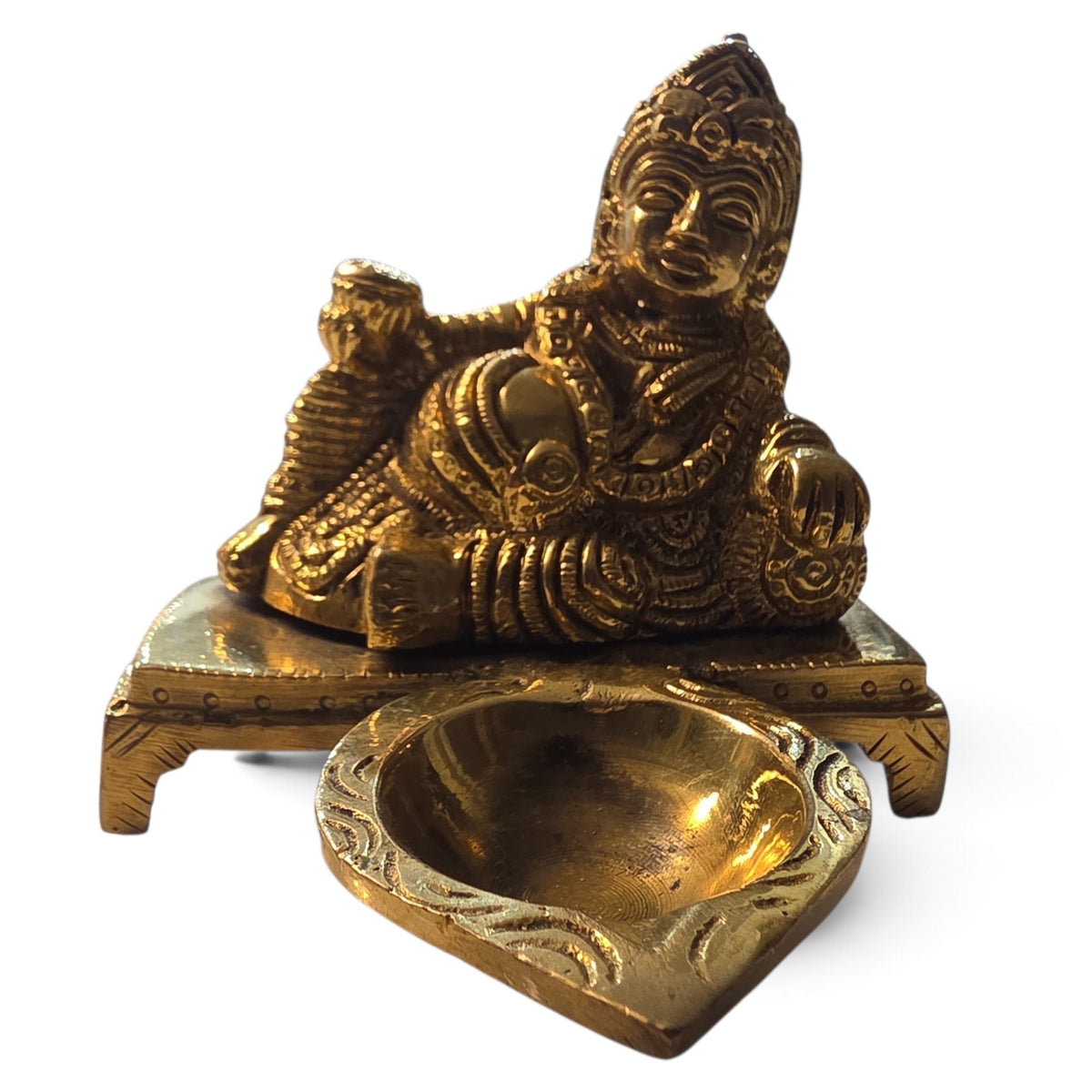 Lord Kuberar Brass Statue & Lamp – Wealth Deity Vilakku