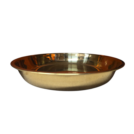 12-Inch Plain Gold-Plated Thampulam Thattu – Deep Base