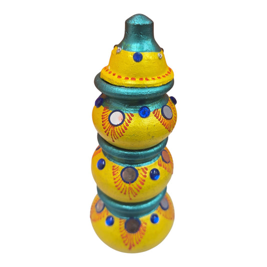 Kubera Clay Pot Set – Hand-Painted & Decorated (4 Pieces, 10-Inch)