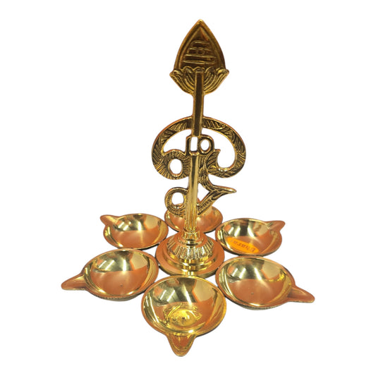 Om 6 Face Vilaku – 5 Inch (Traditional Pooja Lamp)