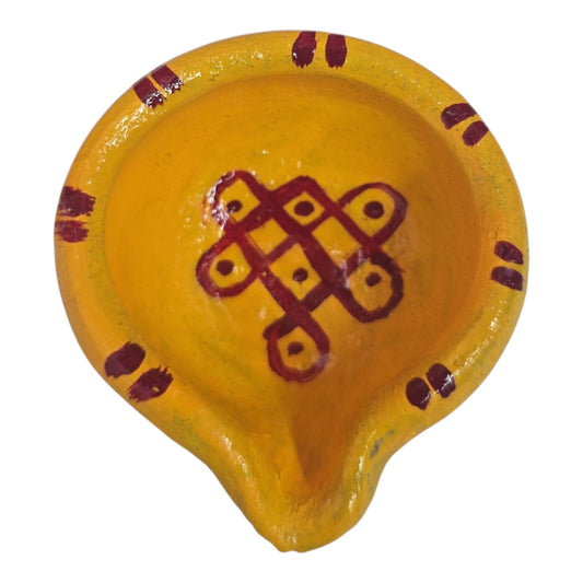 Agal Vilaku – Clay Hand-Painted & Decorated (Traditional Oil Lamp)