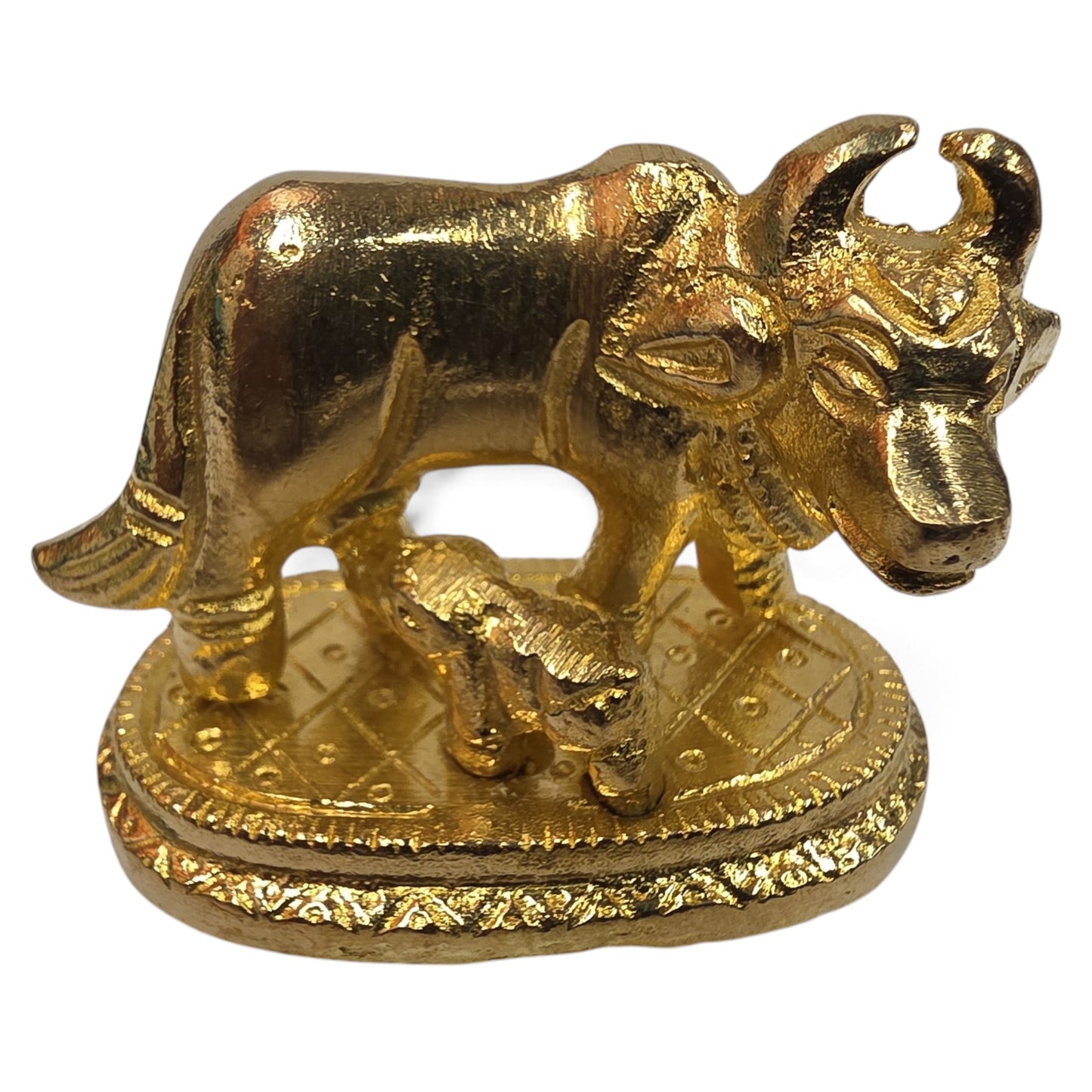 Kamadenu Brass Statue – Sacred Cow & Calf Murti for Pooja