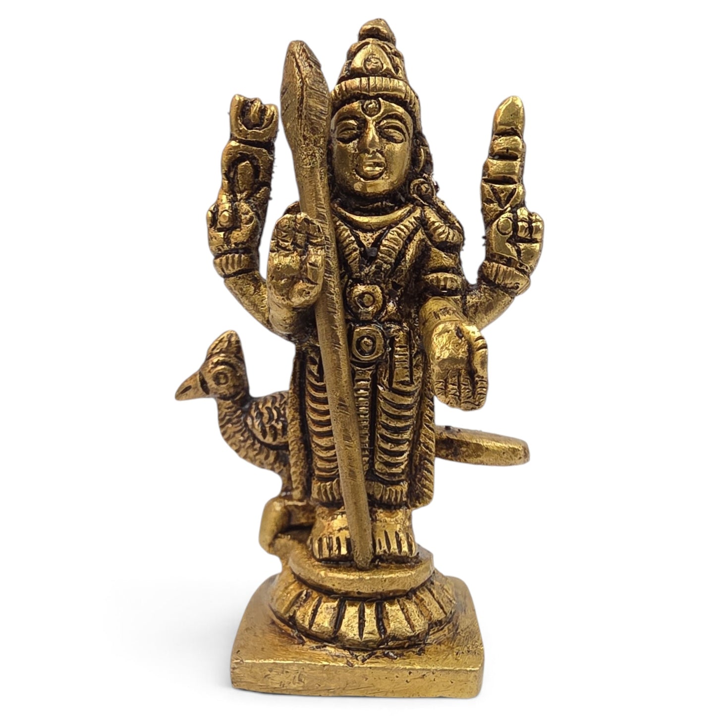 Lord Murugan Brass Statue – Handcrafted Kartikeya Murti for Pooja