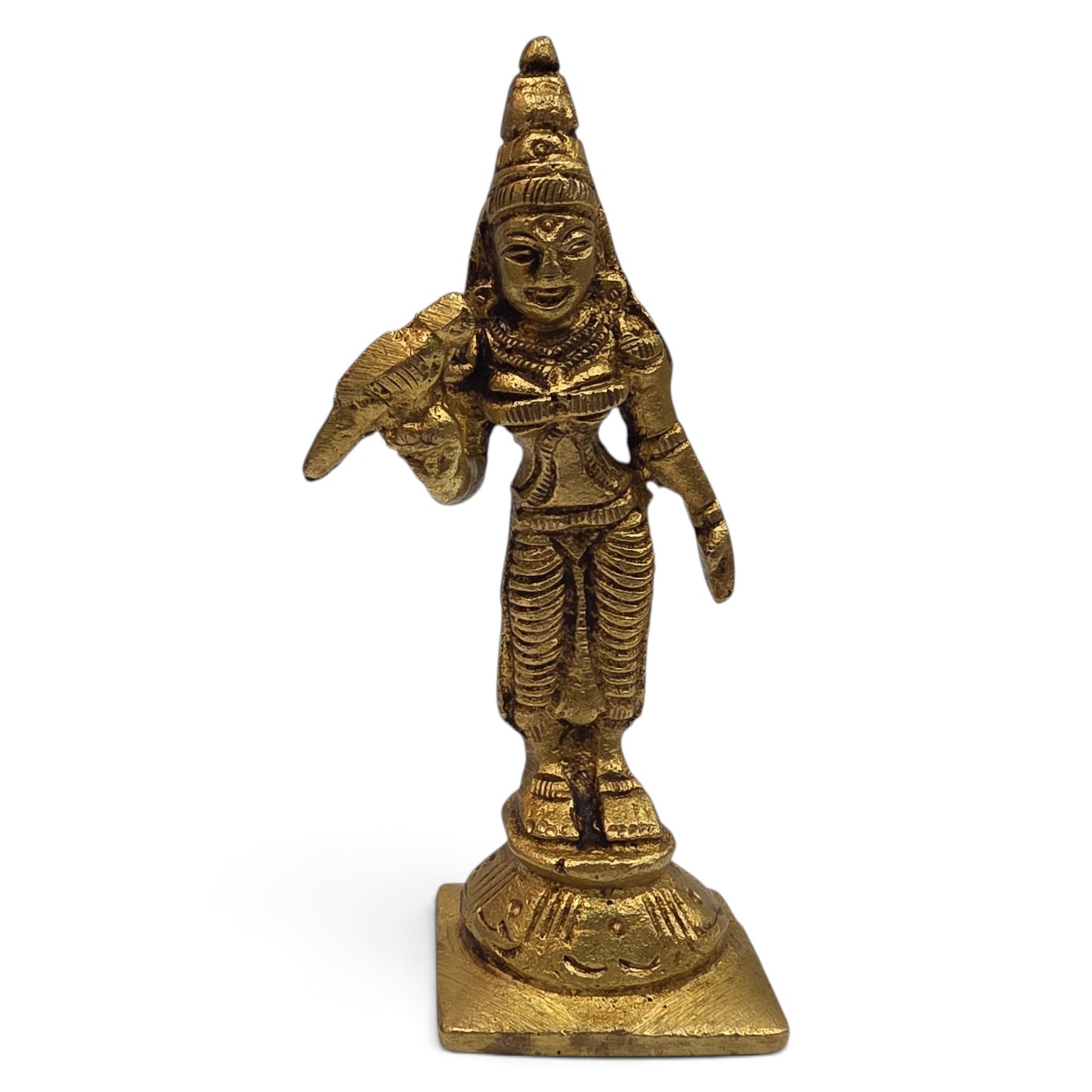 Madurai Meenakshi Amman Brass Statue – Traditional Goddess Murti