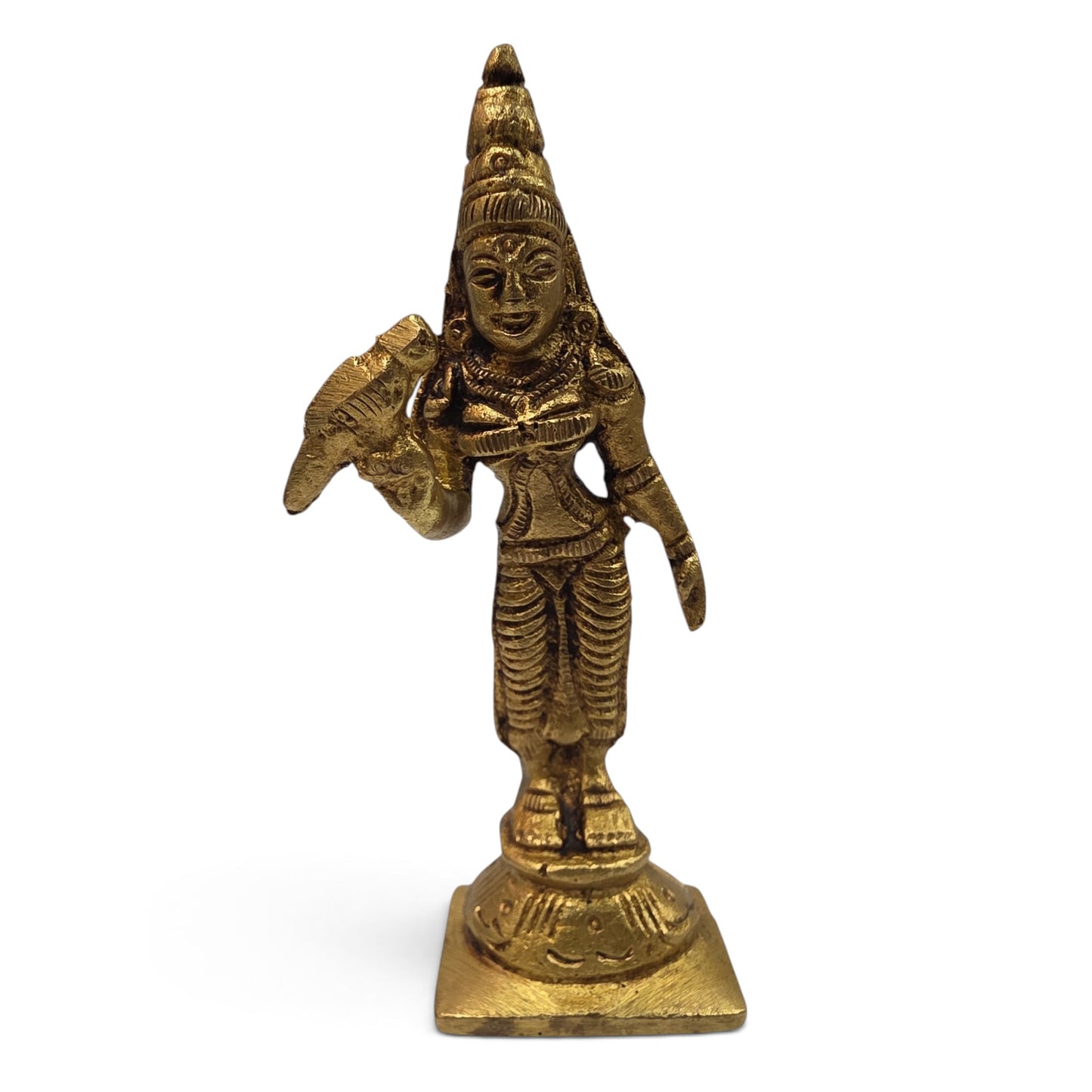 Madurai Meenakshi Amman Brass Statue – Traditional Goddess Murti