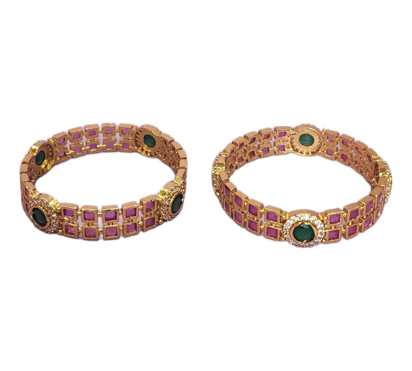 Bangles Set High Gold Polish and Stones Antique Style