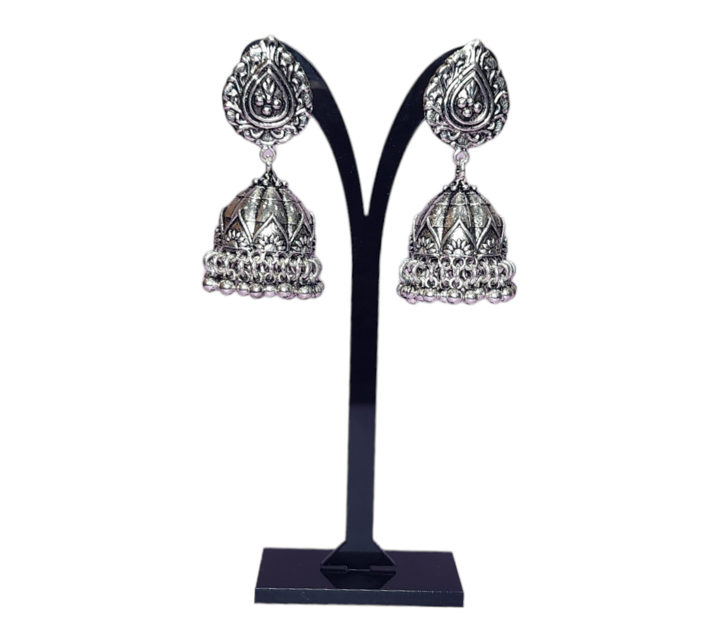 Boucles d'Oreilles Clous Style Antique Argent Oxydé Party Wear Jimikki