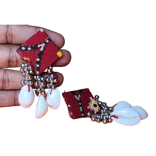 Studs Earrings Sea Shell Fabric Style Party wear Jhumka