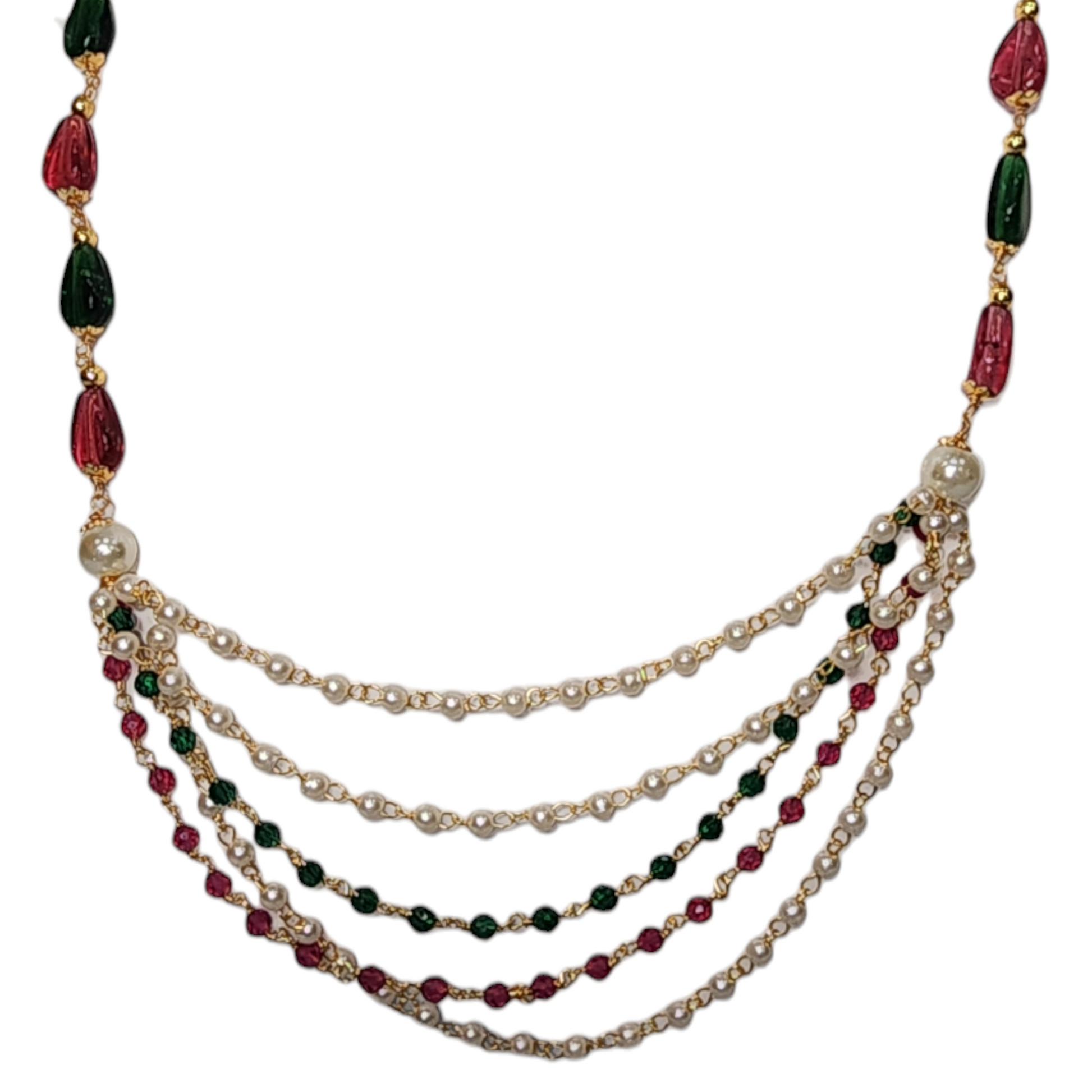 Colorful pulses chain made from various legumes, used for decorative purposes and traditional jewelry.