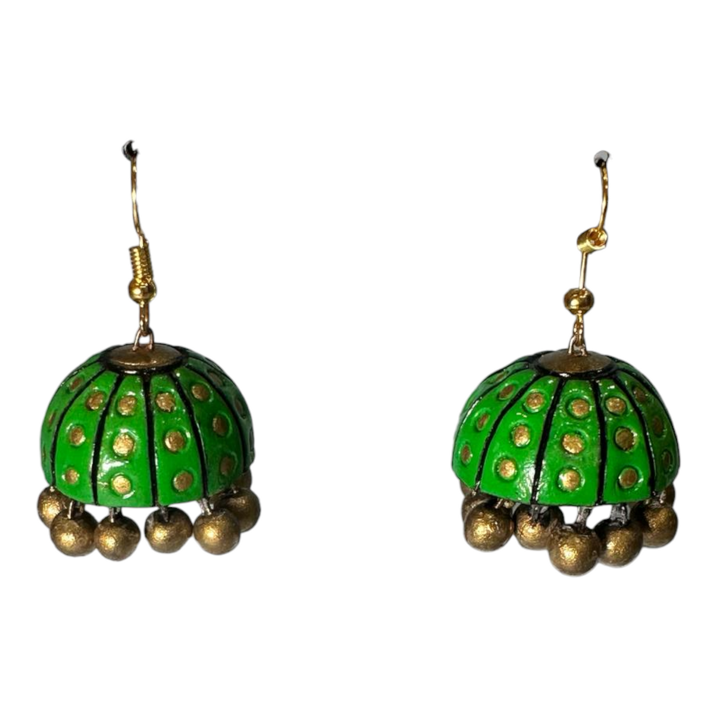 Jhumka vert perroquet en terre cuite / Jhumka suspendu