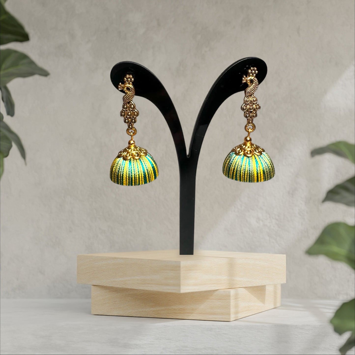 Fil de Soie Simple Vert Paon Jhumka