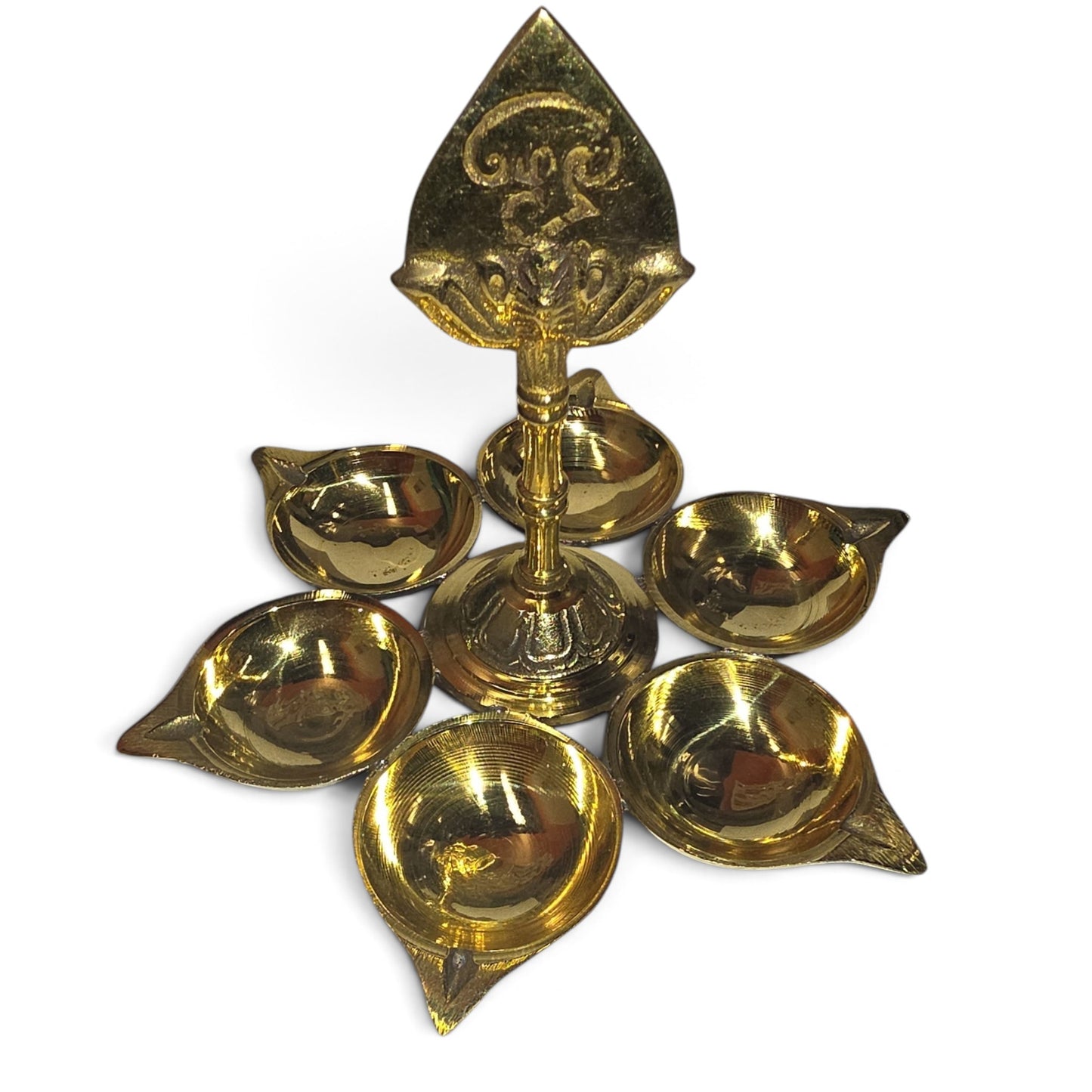 Six-Face Om Brass Lamp – Arumugam Vilakku for Pooja