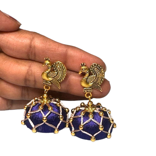 Fil de Soie Violet avec Travail de Pierre Big Jhumka