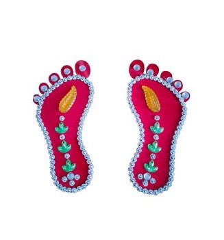 Red Decorative Goddess Sri Laxmi Charan Feet